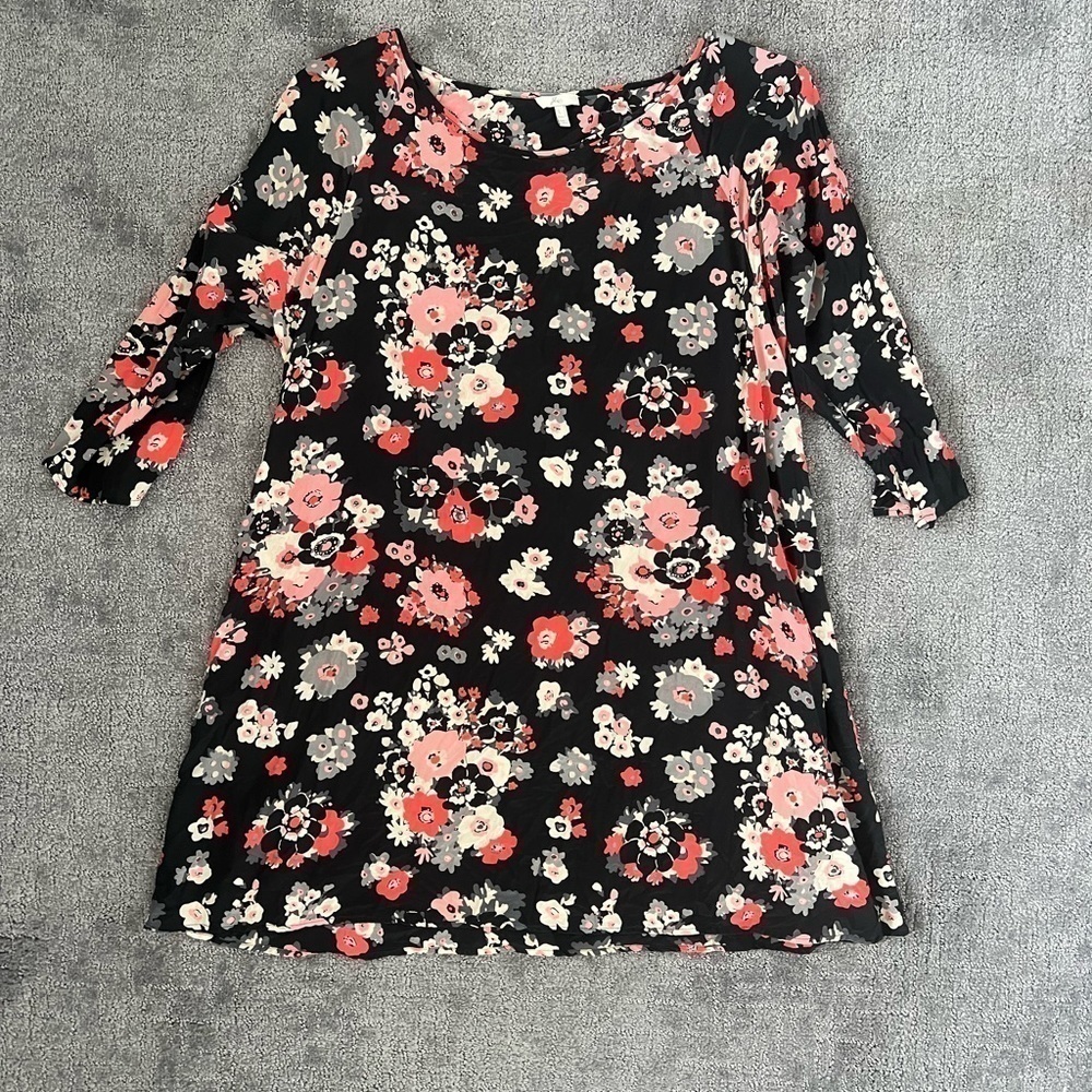Joie Lenny Silk Black Floral Shift Dress